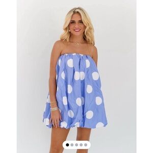 Purple Polka Dot Strapless Dress